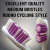ALAZCO 4pc Adult Medium Bristles Toothbrush with Caps Comfort Hold Deep Clean Cheek & Tongue Cleaner Round Circular with Caps Travel TSA Approved Cyclone Style view 4