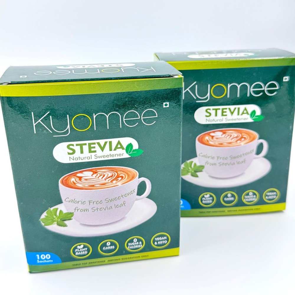 Kyomee Stevia (100 Sachets X 2) - Sugar Free Powder, Zero Calorie Sweetener For Healthy Life, Lactose Free, Tastes Like Sugar, Ideal for Daily Beverages, Cooking, and Baking