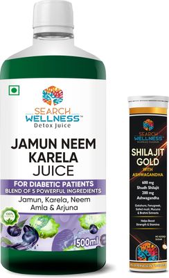 Jamun Neem Karela 500 ml Juice & Shilajit Effervescent 15 Tablets