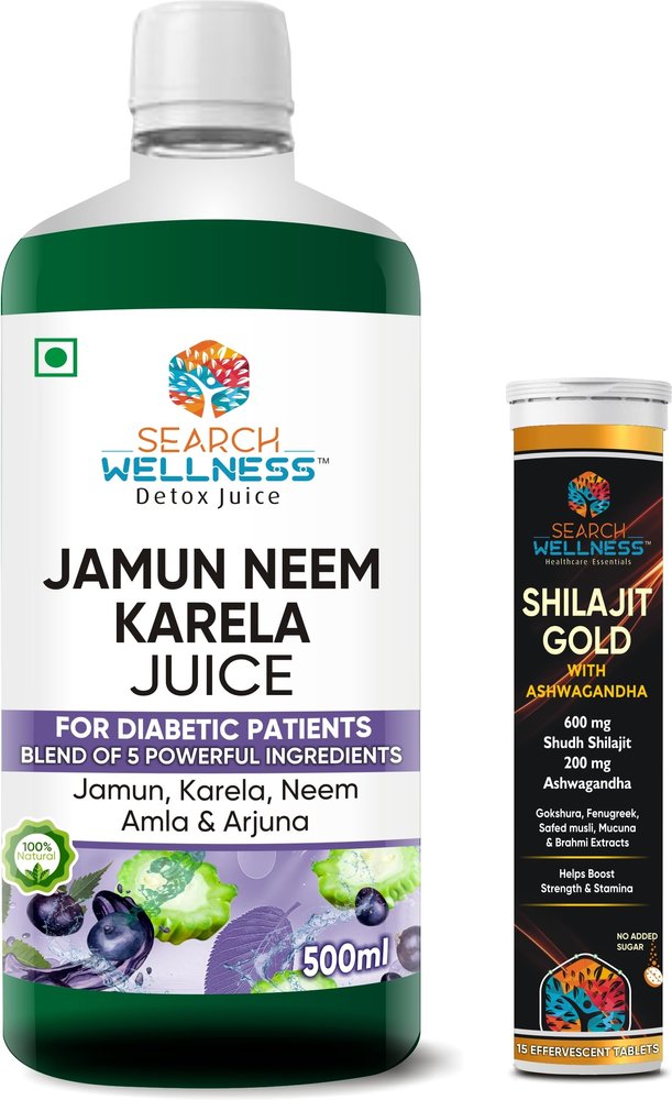 Jamun Neem Karela 500 ml Juice & Shilajit Effervescent 15 Tablets