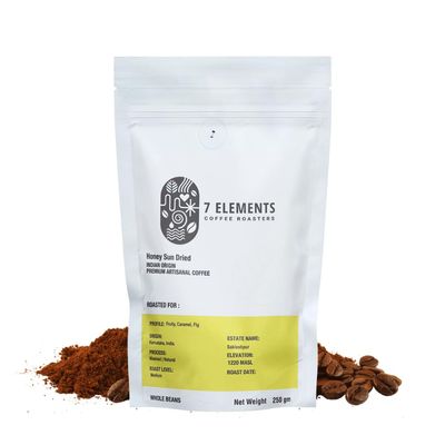 7 Elements Coffee Roasters Honey Sun Dried AA Grade, Medium Roast, Whole Bean Coffee, 250g  Pure Arabica, Single Origin, Rich & Flavorful, Freshly Roasted
