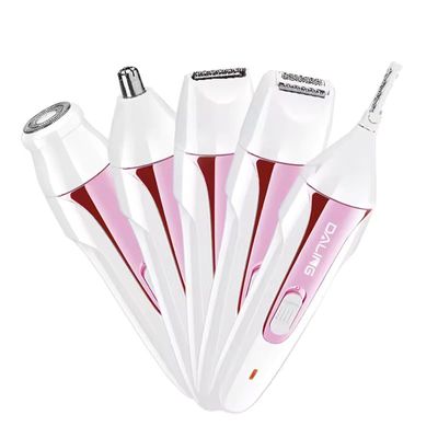 IAS DL-6019 Epilator, Trimmer for Women, 5-in-1 Rechargeable, Waterproof, 60 Min Run Time, Pink & White