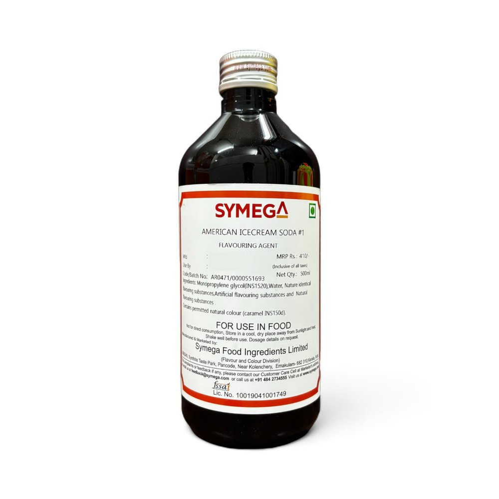 EXCEL ENTERPRISES SYMEGA American Ice Cream Soda Flavour/Essence used in Baking, Beverages, Confectionery, Ice cream, Desserts, and Savory Dishes Plastic Bottle 500 ML