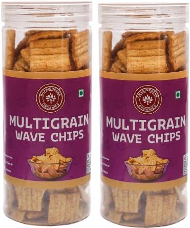 DHANIGREENS ORGANICS Crunchy Multigrain Wave Chips Cheese & Mint Flavour-150g (Pack of 2)| Healthy Snacks | Gluten-Free, Cholesterol Free, No Fried, No Maida, Multigrains Millets| High in Protein