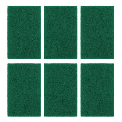 Ecommer Green Scrubber Pads, Non-Scratch Cleaning Pads for Kitchen Utensils & Cookware (Large Size) - Pack of 6