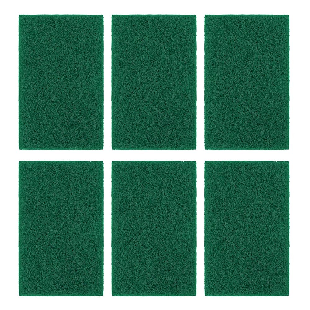 Ecommer Green Scrubber Pads, Non-Scratch Cleaning Pads for Kitchen Utensils & Cookware (Large Size) - Pack of 6
