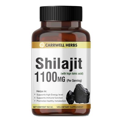 Shilajit Capsules for Men with Ashwagandha - 1100 Mg - Carewell Herbs Approved Ayurvedic Herbs- 150 Capsules (Pack of 1)