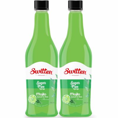 Switten Sugar Free Mojito Syrup - Pack of 2 (Each 750ml) I Diabetic Friendly | Concentrated Syrup | No Added Sugar | Cocktail, Mocktail, Sharbat I Keto friendly I Zero Calorie Sharbat