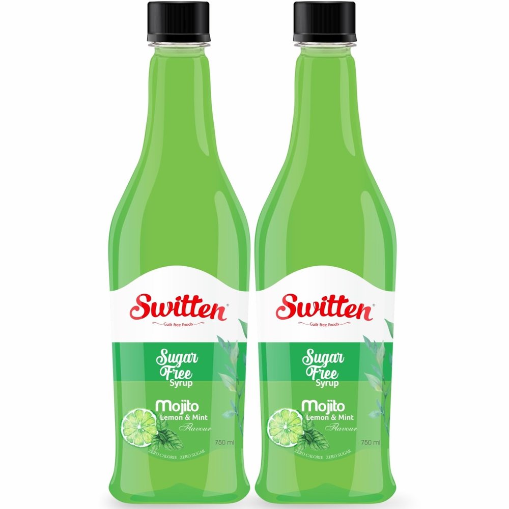 Switten Sugar Free Mojito Syrup - Pack of 2 (Each 750ml) I Diabetic Friendly | Concentrated Syrup | No Added Sugar | Cocktail, Mocktail, Sharbat I Keto friendly I Zero Calorie Sharbat