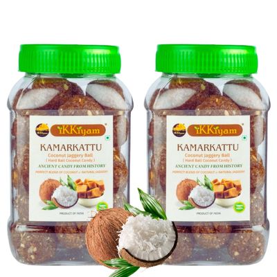 iKKiyam Kamarkattu Coconut Jaggery Candy, Pack of 2 (200g Each) | Natural & Sweet Traditional South Indian Breakfast | Premium Organic Coconut Jaggery Balls | Supports Digestive Health & Energy Boost