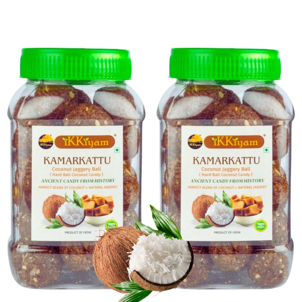 iKKiyam Kamarkattu Coconut Jaggery Candy, Pack of 2 (200g Each) | Natural & Sweet Traditional South Indian Breakfast | Premium Organic Coconut Jaggery Balls | Supports Digestive Health & Energy Boost