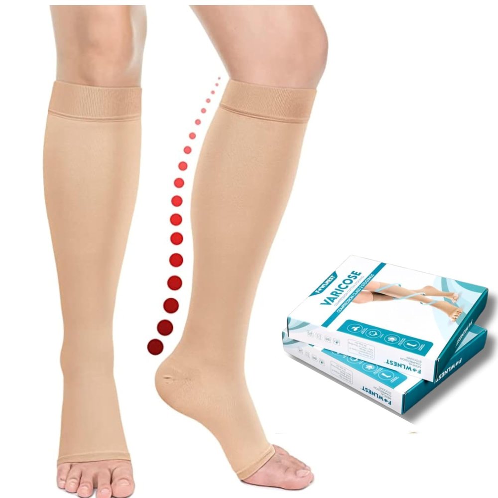 Cotton Medical Compression Stockings for Varicose Veins Class 2 Knee Length for men and women| Compression Socks | stockings for women | Varicose Vein Stockings -Thigh Length(Stockings-11-S)