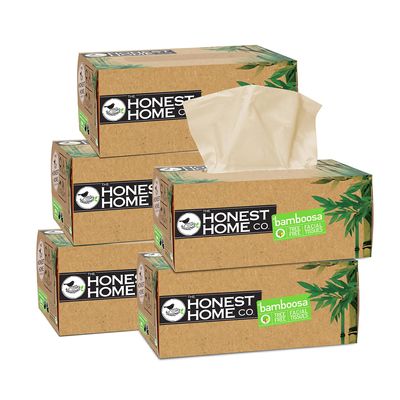 Bamboo Facial Tissue by The Honest Home Co. I 2 Ply Bamboo Soft Facial Tissue Paper Box | 1000 Pulls | 100% Natural | Pack of 5 (200 Pulls/box)