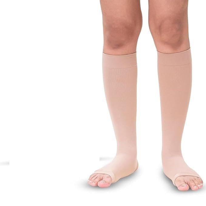 Cotton Medical Compression Stockings for Varicose Veins Class 2 Knee Length for Men and Women | Compression Socks | Thigh Length (Stockings-13-L)