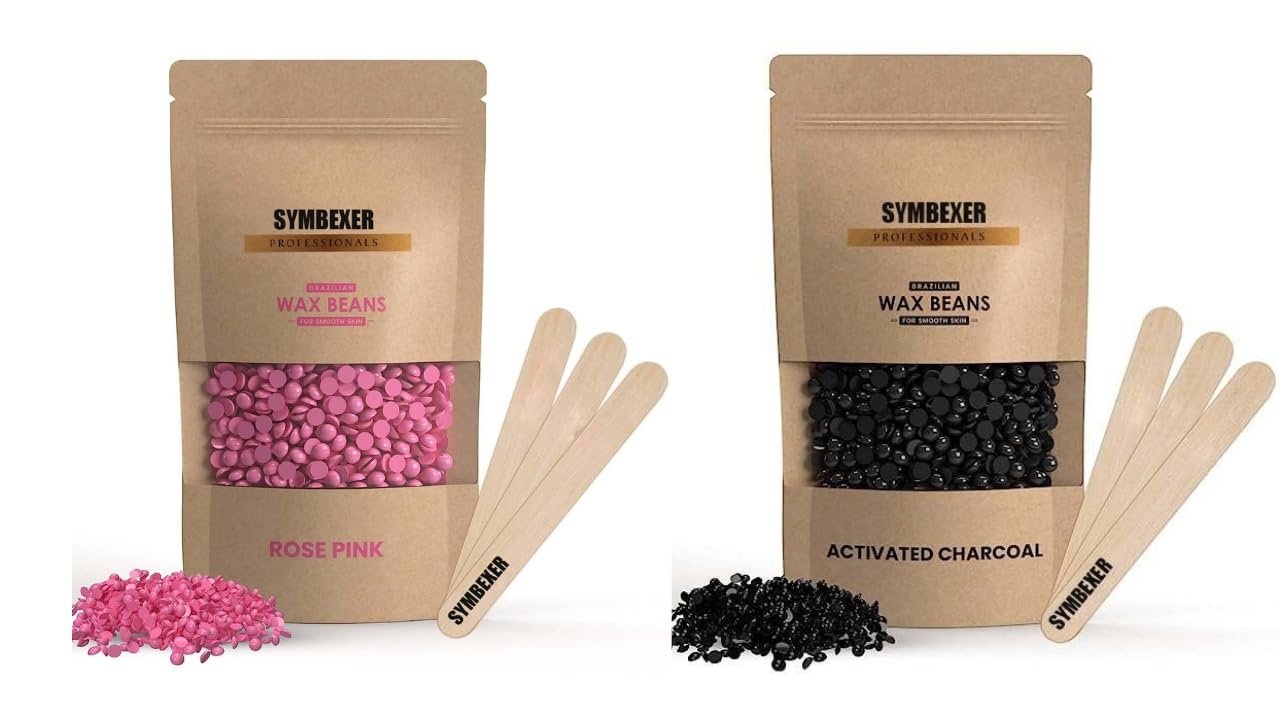 Symbexer Rose Pink+Charcoal Hard Wax Beans Depilatory Stripless Wax & Painless For Women| Used For Upper Lips, Arms, Legs, Full Body,Bikini |Smooth Skin| (100 Gram, Rose Pink And Charcoal)