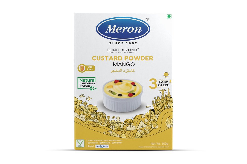 Meron Custard Powder - 100g | Rich, Creamy Dessert Mix with Authentic Mango Flavor | Easy-to-Make, Perfect for Parties & Family Treats | Custard Powder for Smooth, Velvety Mango Custard