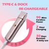 Bikini Trimer Women,2 in 1 Electric Razor Facial Hair Women-IPX7 Waterproof Wet/Dry,USB Recharge Dock with Snap-in Ceramic Blades For Face Body Leg Bikini Underarm Arm(Rose Red) view 4