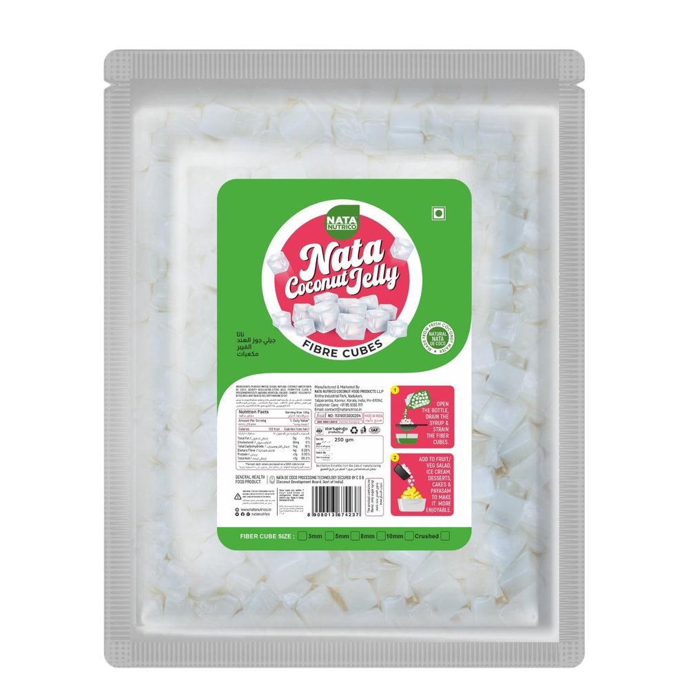 Nata Nutrico Nata De Coco / Coconut Jelly 10mm bigger size (101010) 250g | Delicious & Refreshing Coconut Jelly for Desserts & Beverages | Perfect for DIY Bubble Tea, Fruit Salads, Yogurt, and Smoothies