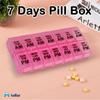 FunBlast Pill Organizer Box - 2 Times A Day 7 Day Pill Holder, Portable Medicine Box Case with Separate Compartments, Tablet Container, Portable Box for Pills & Supplements (Pink) view 2