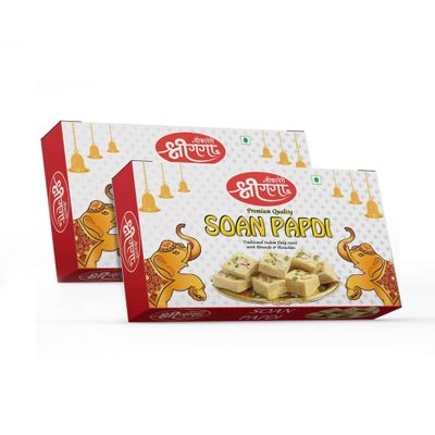 Bikaneri Shree Ganga Soft and Flaky Soan Papdi, 800gm (400gm x 2) Box, Delicious Traditional Bikaneri Sweet, Bikaneri Mithai, Shahi Sweet Delicacy
