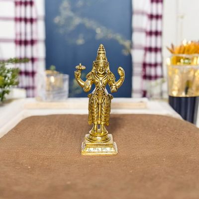 100% Pure Brass Dhanvantari Idol for Home, God of Ayurveda, Unique Design for Puja, Home Dcor | Height:- 6.3 Inches | Weight:- 0.650 Kg