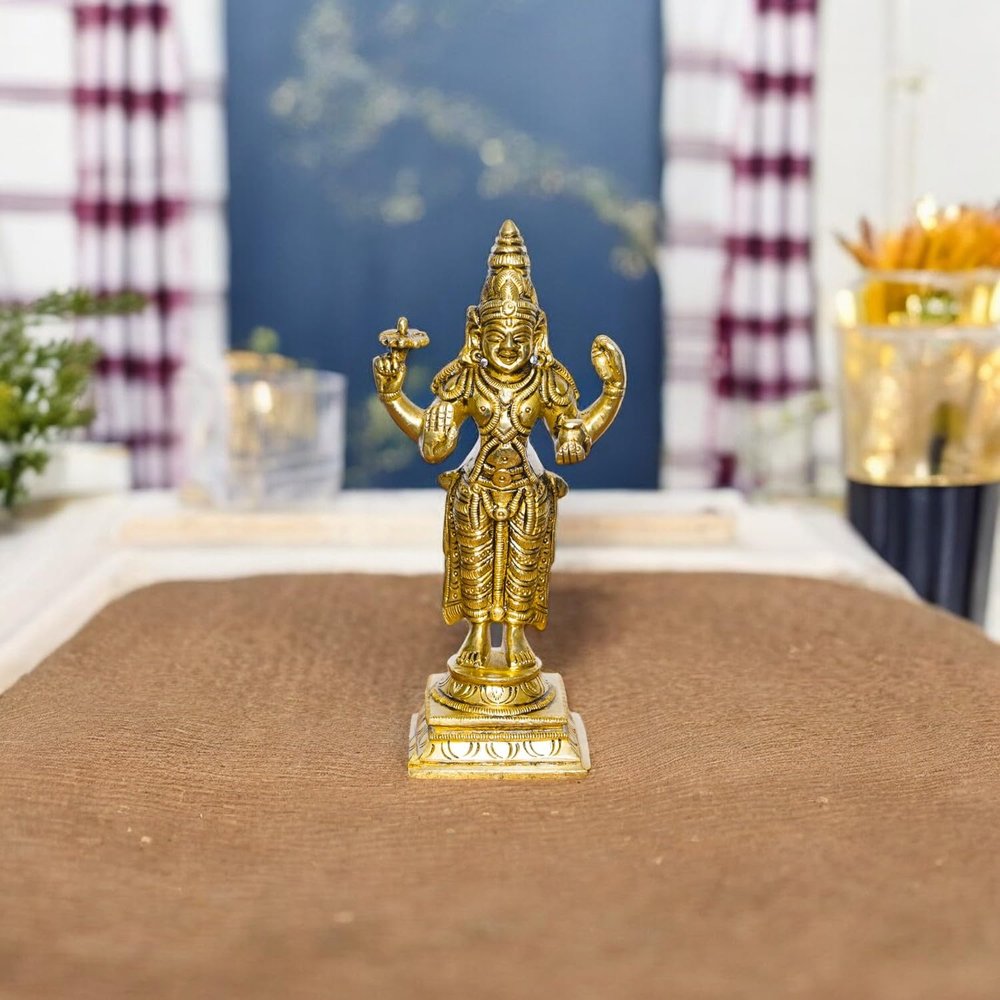 100% Pure Brass Dhanvantari Idol for Home, God of Ayurveda, Unique Design for Puja, Home Dcor | Height:- 6.3 Inches | Weight:- 0.650 Kg