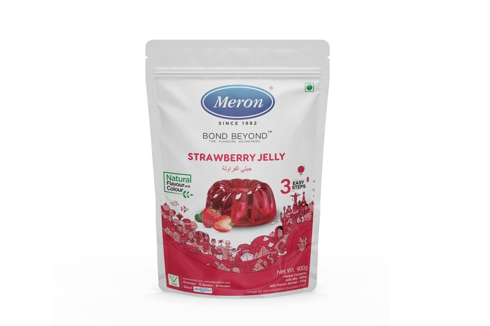 Meron Strawberry Jelly  900g | Natural Fruity Premix | Sweet & Refreshing Dessert Powder | Easy to Prepare | Perfect for Kids, Parties & Family Treats