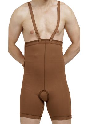 Dermapress HIGH Waisted Panty Upto Mid-Thigh | Moderate Compression | Thigh and Abdomen Liposuction Recovery Garment | Shapewear | Tights | Tummy Tucker | Open Pubis |Strap (Brown, M)
