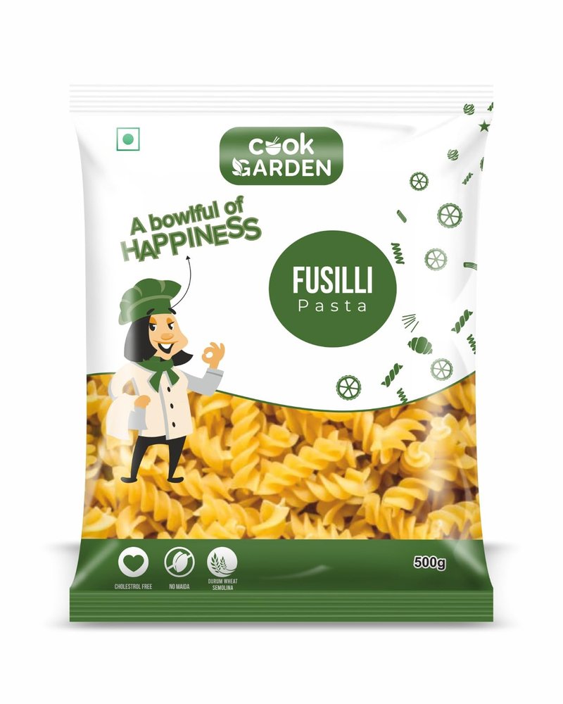 CookGarden 100% Semolina Fusilli Pasta 500g | Healthy Pasta for Daily Cooking | High Protein & High Fiber Diet Option | Maida-Free and Cholesterol-Free | Nutritious Fusilli Pasta Madefrom Durum Wheat Semolina