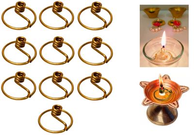 Niranjan Kadi Brass Ring Wick Holder for Diya Bati Oil Lamps (Round Shape) for Pooja Deepam Deepak Cotton Samai Kuthu Vilakku Thiri Stand (10)