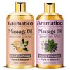 AROMATICO - Lavender Mint & Jasmine Orange Massage Oils Pack of 2. For Mood Upliftment, Muscle Relaxation & Skin Nourishment, 100% Natural, Non-Sticky 300ml Pack of 2 view 1