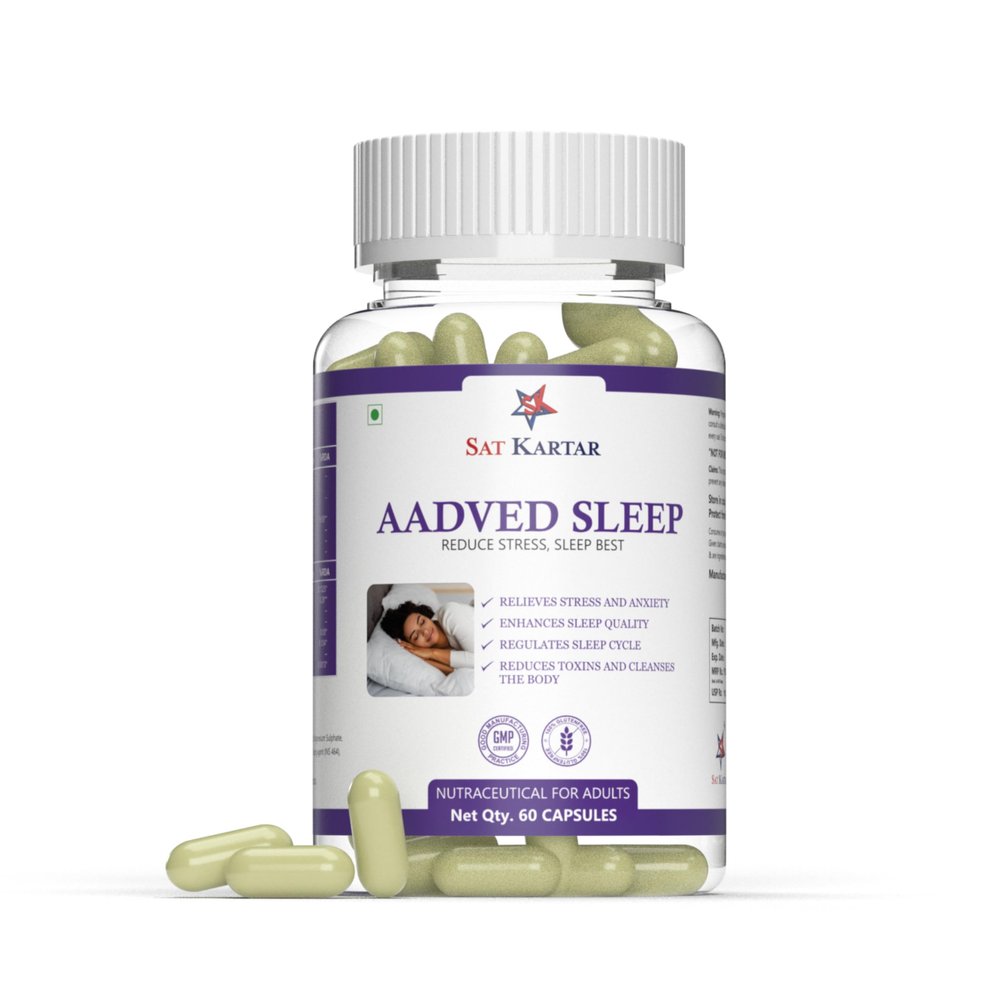 Aadved Sleep Ayurvedic Capsules | Made of 100% Ayurvedic Formulation With Natural Herbs | 60 Capsules (Pack of 1)