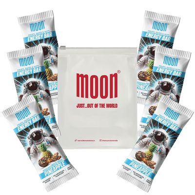 MOON Energy Bar Pineapple  270g Pack (45g x 6 Bars) 100% Natural | No Added Sugar | Vegan | Clean Energy Snack with Real Fruits & Nuts | On-the-Go Nutrition |