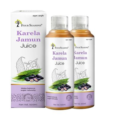 Four Seasons Karela Jamun Juice 500ML | Helps Control Blood Sugar Levels & Cholesterol | Flushing Out Toxin from Body - No Added Sugar (2)