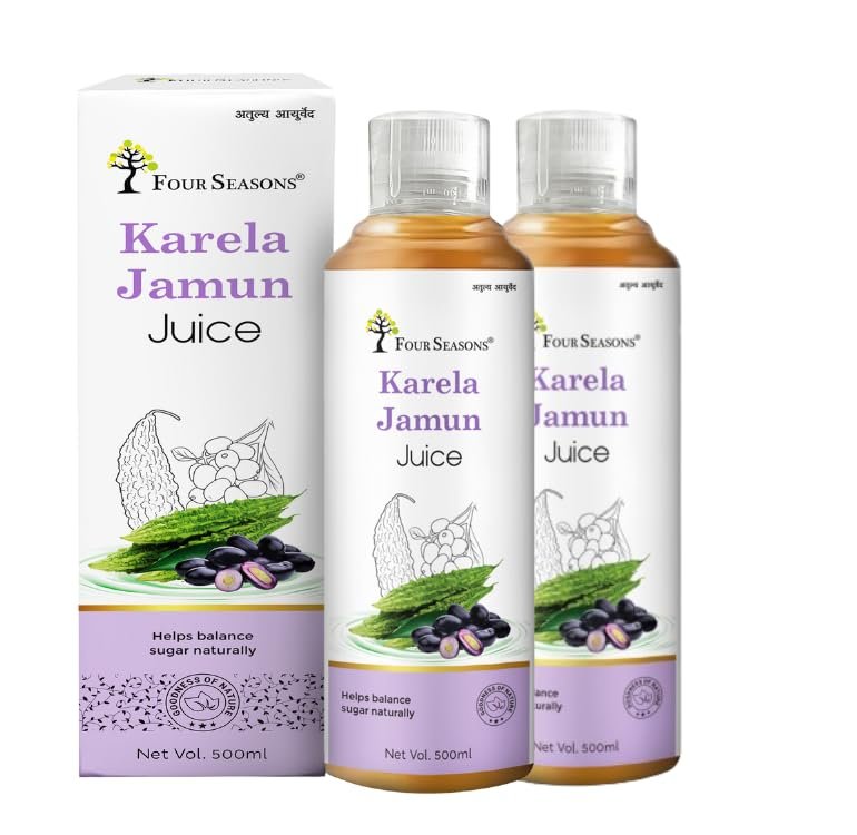 Four Seasons Karela Jamun Juice 500ML | Helps Control Blood Sugar Levels & Cholesterol | Flushing Out Toxin from Body - No Added Sugar (2)