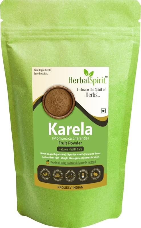 Herbal Spirit Karela Powder, 400gm | Bitter Gourd Powder | Karela Powder for Diabetes | Karela Powder for Eating | Karela Fruit Powder |