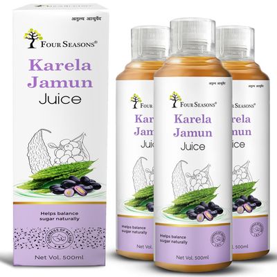 Four Seasons Karela Jamun Juice 500ML | Helps Control Blood Sugar Levels & Cholesterol | Flushing Out Toxin from Body - No Added Sugar (3)