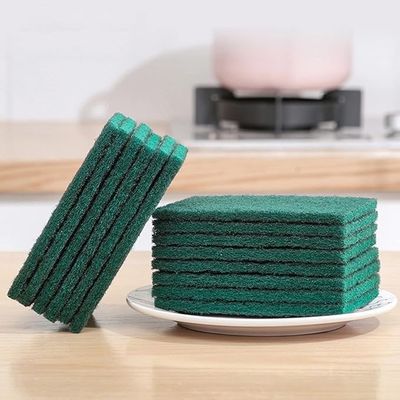 KlinWipe Multipurpose Heavy Duty Nylon Green Scrub Brite Pad Pack of 6 | Long Lasting Stain Removal Scratch Proof Kitchen Utensil Scrubber for Pantry | Dish Washing | Bathroom Floor Cleaning