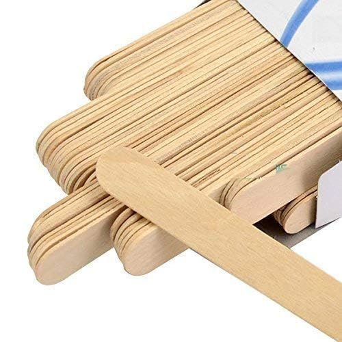 FAIRY FIRST Wood Smooth Finish Disposable Wooden Wax Knife Wax Sticks For Waxing Wax Knife/Spatulas/Applicators Ice Cream Craft Sticks for School Projects 100 pcs Box