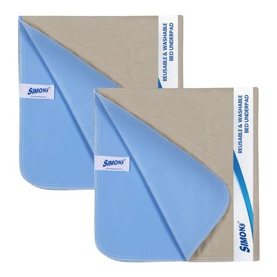 Simons Adult Reusable Classic Bed Underpad for Elderly, Heavy Absorbency Large Size 34 X 36 inches | Leak Proof 4 Layer Design Protects Surfaces for Incontinence Patients Brown | Pack of 2