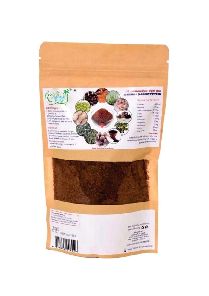 Ancient Pure 12 Herbal Jaggery Powder (Mooligai Nattu Sakkarai) 500g (Pack of 1)