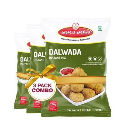 AMRAT NARSIH Authentic Dalwada (200 gm) Recipe: A Beloved Snack from Gujarat to Kerala - Makes 22 Perfect Pieces (Pack Of 3)