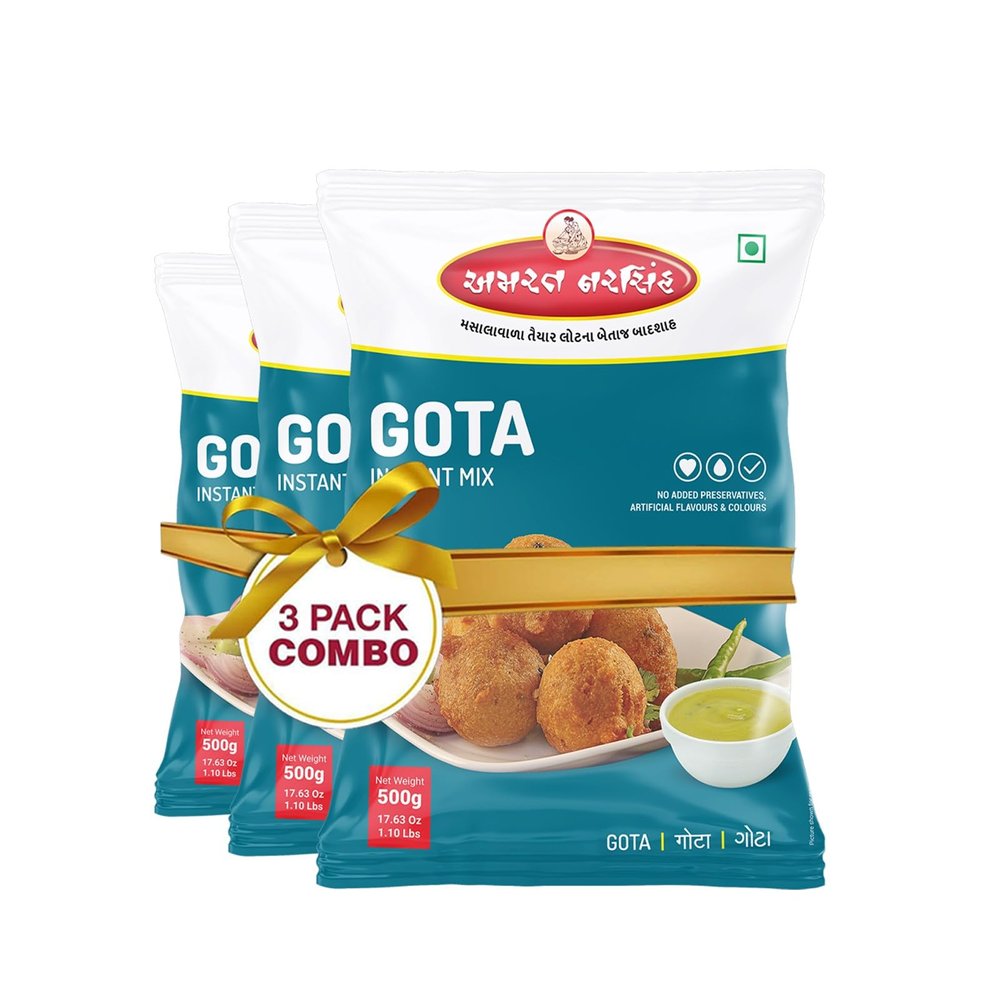 Amrat Narsih's Gota (500 gm): The Ultimate Crunchy Snack Delight | Makes 40 Pieces in One Serving | (Pack Of 3)