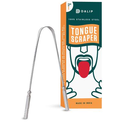 Dalip Tongue Scraper for Adults Stainless Steel Tongue Cleaner Tool for Bad Breath, Deep Mouth Cleaning, Rust-Free Tongue Scraper (Plain Handle, Pack of 1)