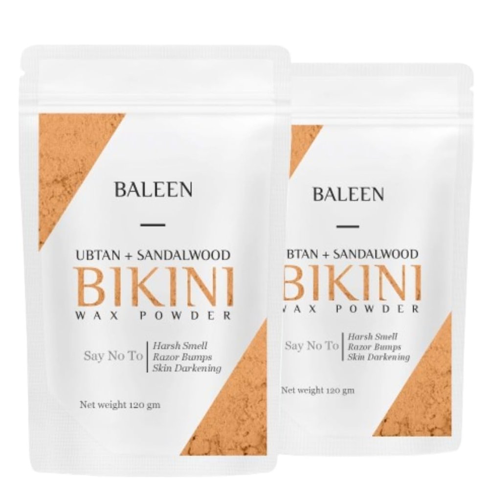 BALEEN Bikini Wax Powder Women with Ubtan & Sandalwood 120 Gm (Pack Of 2) | Painless Herbal Hair Removal Powder for women Bikini Area, Legs, Hands & Underarms with No Harmful Chemicals, No Irritation