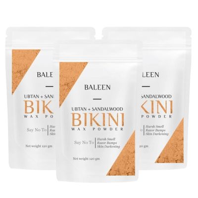 BALEEN Bikini Wax Powder Women with Ubtan & Sandalwood 120 Gm (Pack Of 3) | Painless Herbal Hair Removal Powder for women Bikini Area, Legs, Hands & Underarms with No Harmful Chemicals, No Irritation
