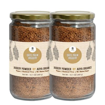 Adya Organics Date Palm Jaggery Powder | 100% Pure and Organic Nolen Gur or Khajur Gur | 100% Chemical and Pesticide-free | Healthy Sweetener | Vegan and Sugar Free Jaggery Powder 800 gm