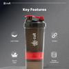 CULT Gym Spider Shaker Bottle | 550ml | 2 Storage Compartment | Protein Shaker For Workout | Men & Women | Black Red view 3