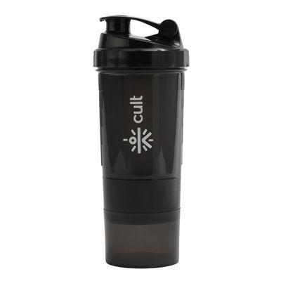 CULT Spider Gym Shaker Bottle | 550ml | 2 Storage Compartment | Workout | Shaker Bottle For Men & Women | Black