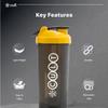 CULT Gym Shaker Bottle | 700ml | Leakproof | Sipper Bottle | Ideal For Protein, Pre Workout And Gym | Men & Women | Black Yellow view 2